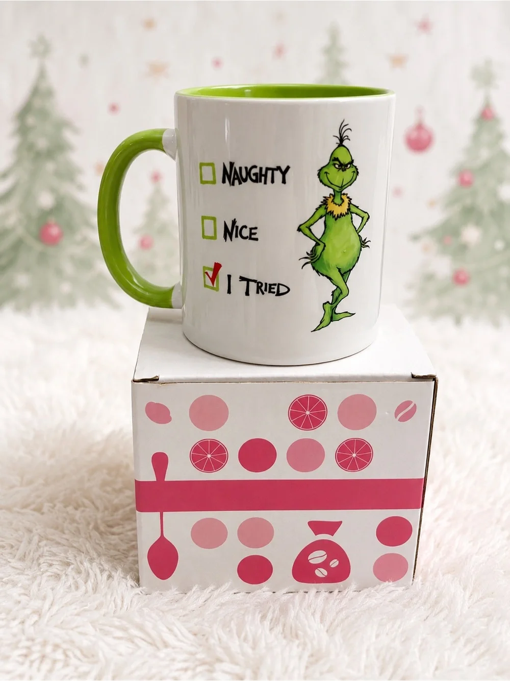 Green Grinch 'I Tried' Ceramic Mug - Home Holiday